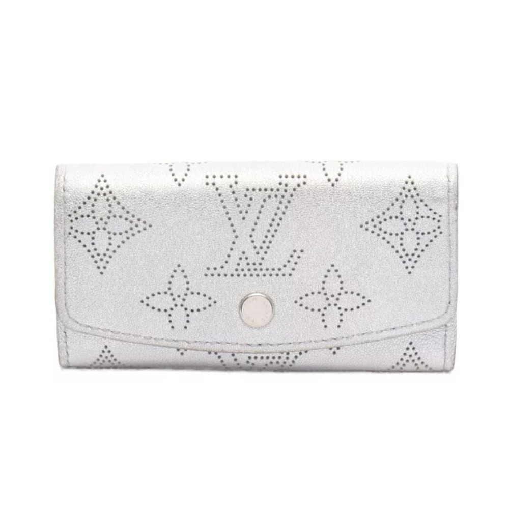 Louis Vuitton Multicles Key Case Wallet Leather Monogram Mahina Silver Tone